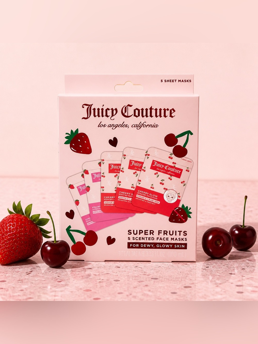 Juicy Couture Super Fruits Cherry Glow Sheet Masks 5 Pack